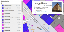 Screenshot of OpenStreetBrowser, showing the start dates of buildings in Graz, Austria.